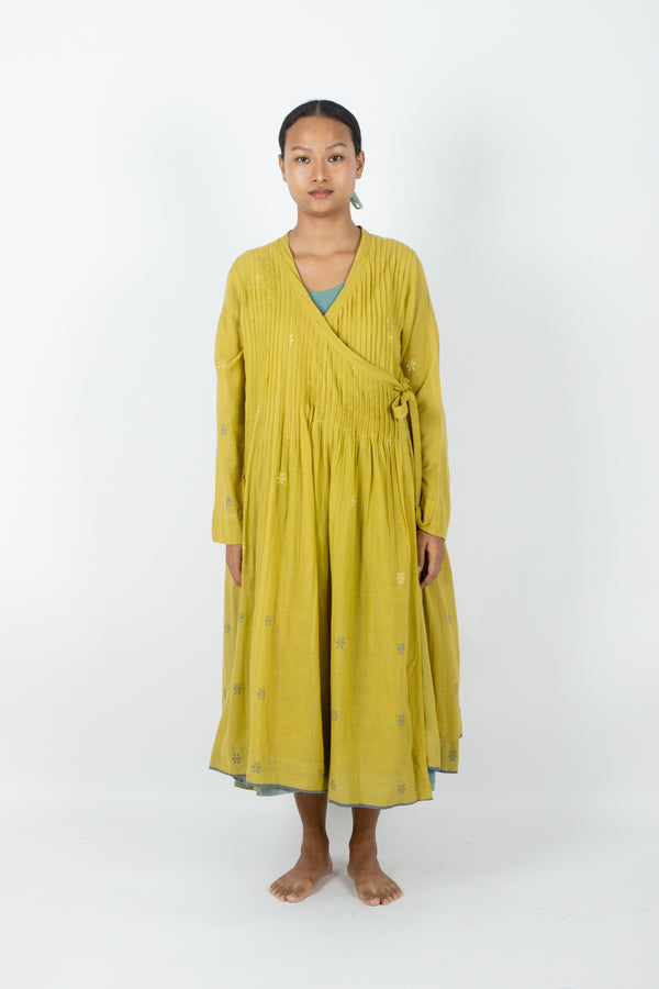 Arugam - Pleated wrap around Handloom shrug dress